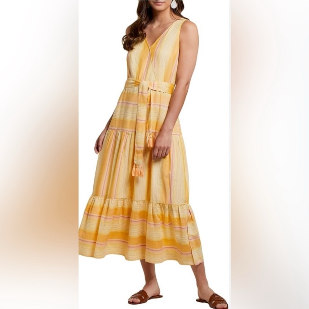 Tribal femme Yellow and Orange Sundress with Pink Accents - Size M